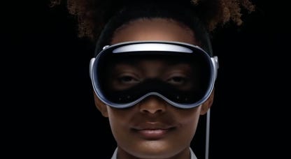 Woman wearing Apple headset