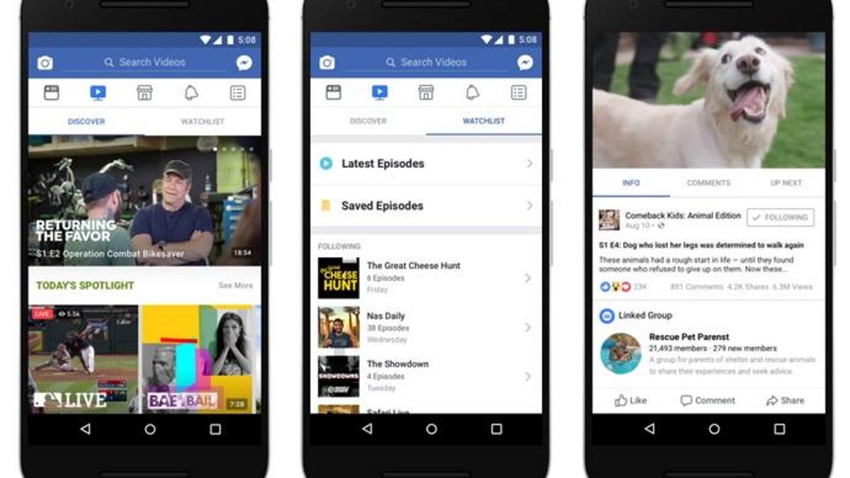 Facebook unveils new Watch tab for original video content - CNET