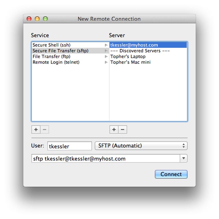 New Remote Connection options in the OS X Terminal