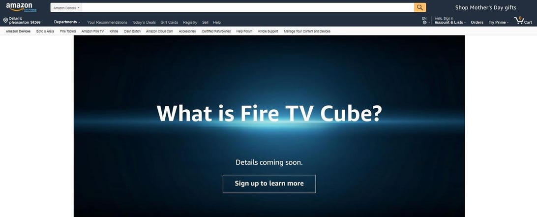 Amazon page hints at existence of Fire TV Cube