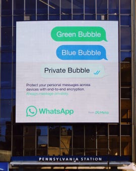 A billboard ad for Meta's WhatsApp in New York City