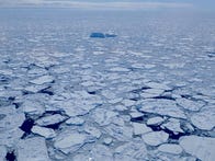 <p>A sea ice view of the Sermilik Fjord in the Arctic in 2018.</p>