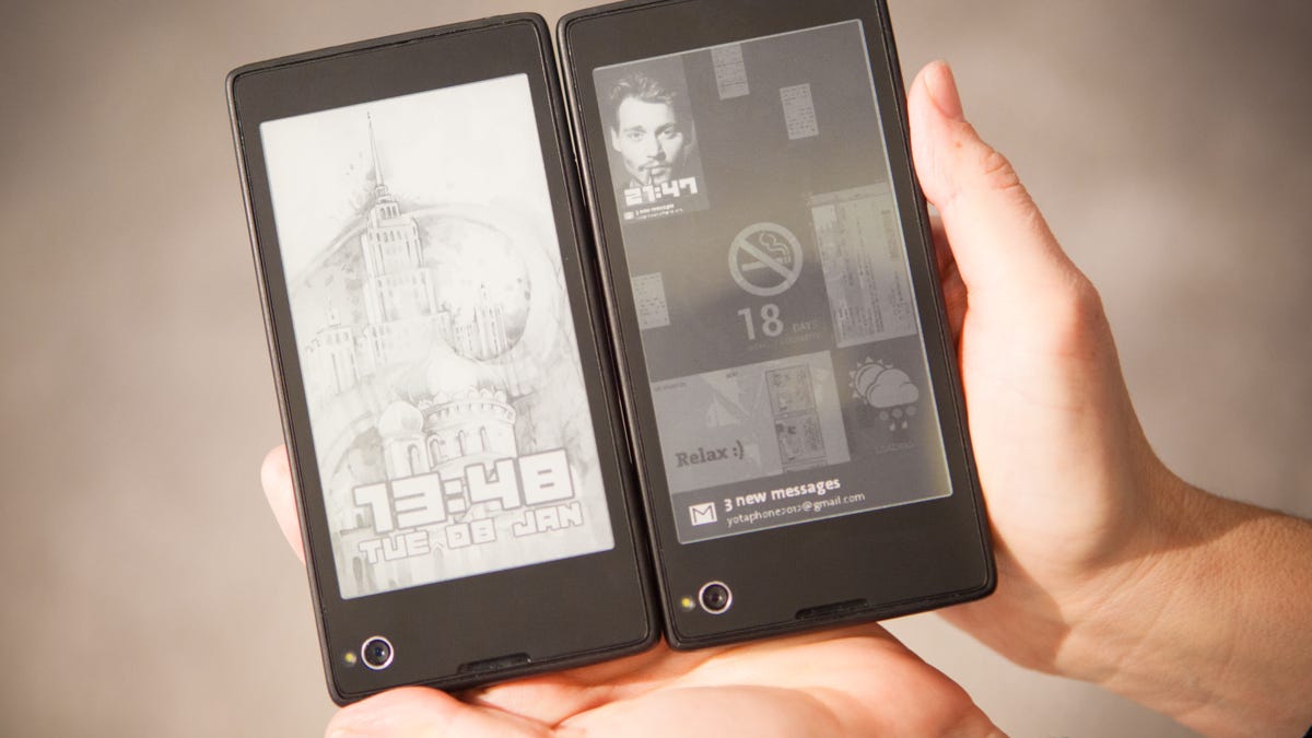 The YotaPhone pairs Android with a power-saving e-ink screen on the back.