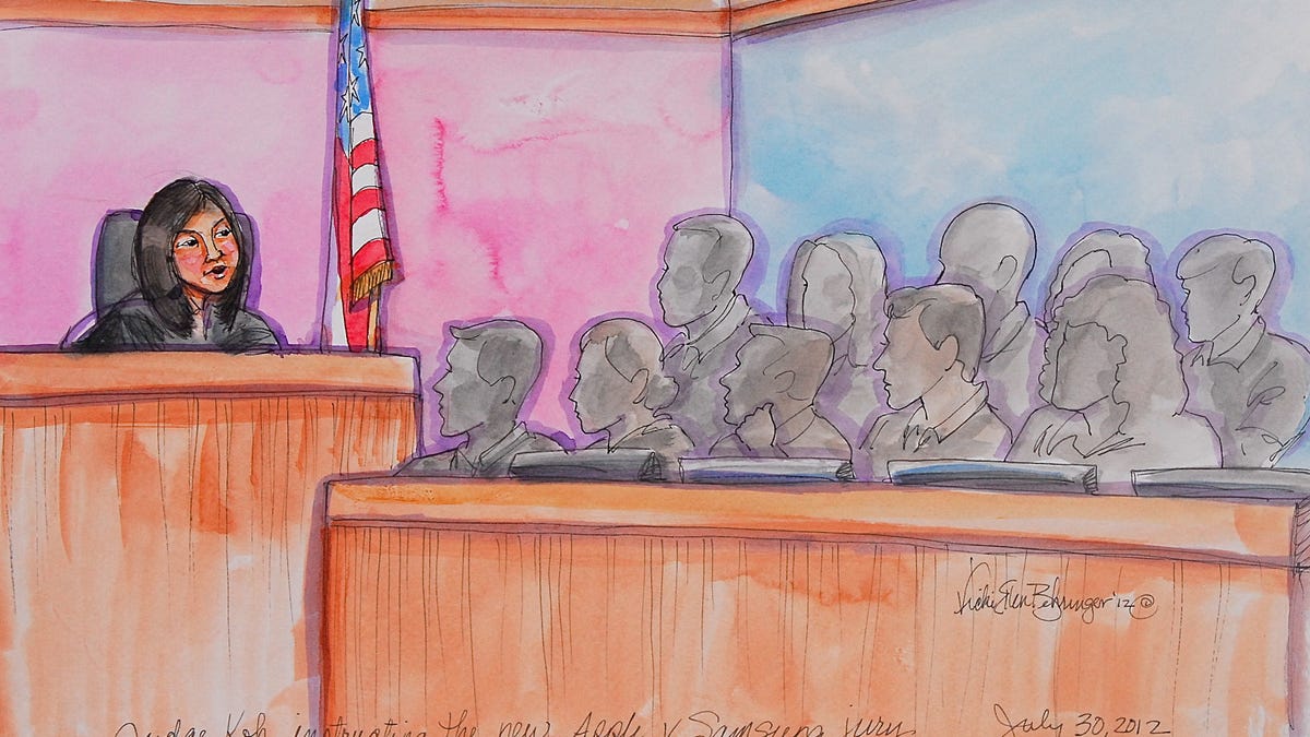 U.S. District Judge Lucy Koh talks to the jury in the Apple vs. Samsung trial.