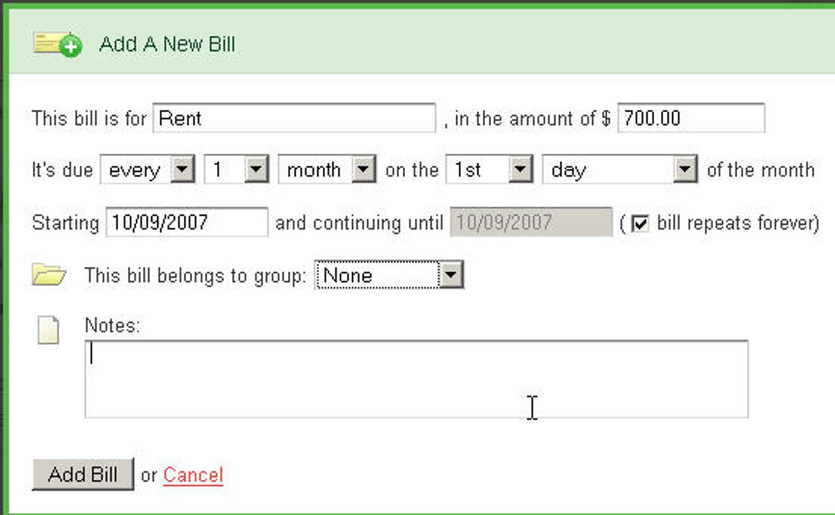 Add new bill in billQ