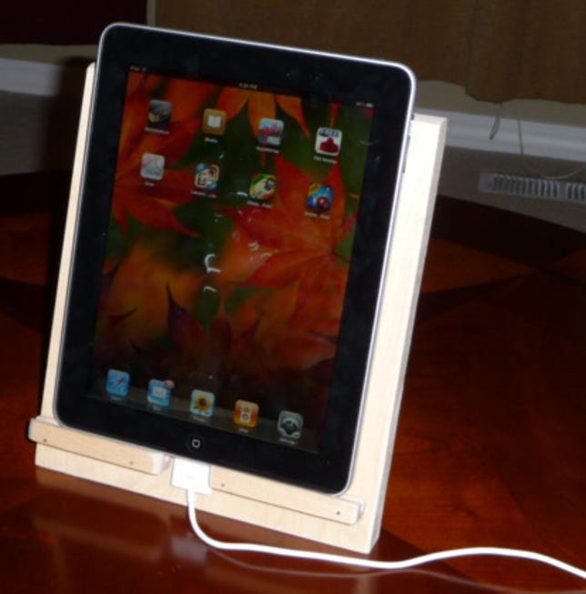 wooden iPad stand