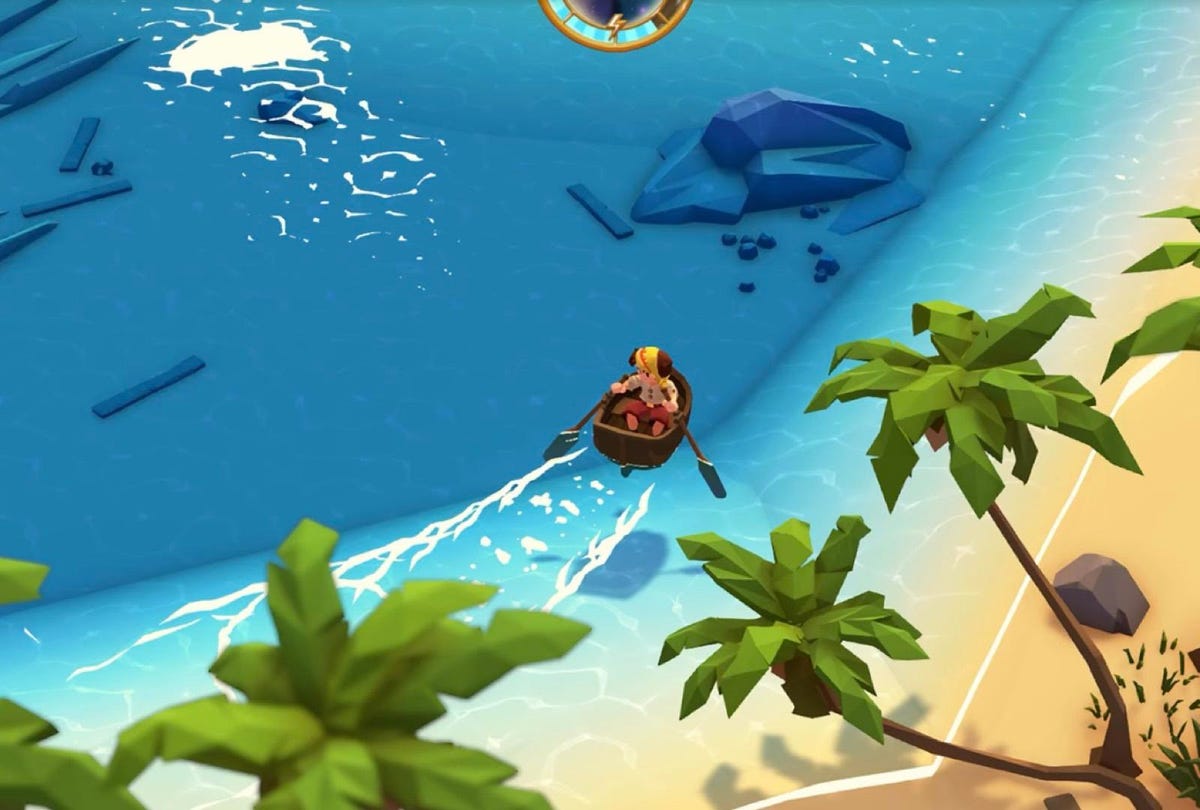 Screenshot of Stranded Sails gameplay on Apple Arcade.