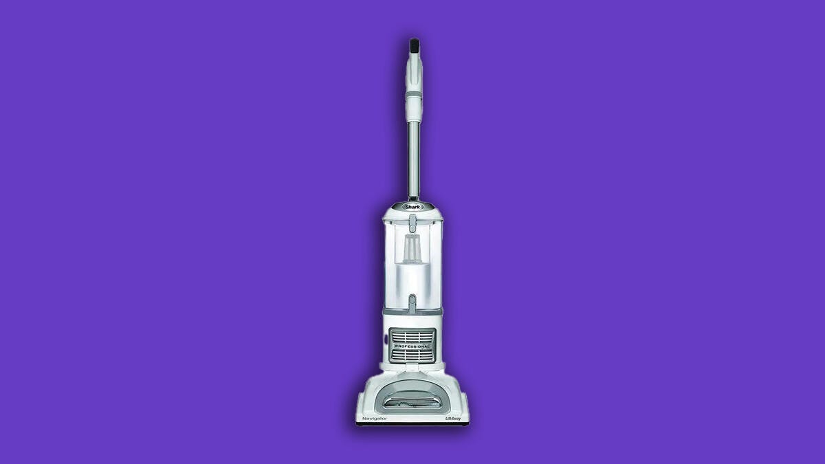 The Shark Navigator Lift-Away Pro upright vacuum cleaner is displayed against a white background.