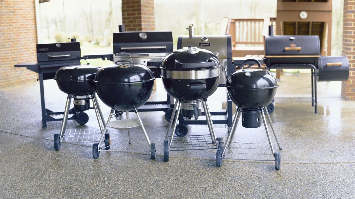 A group of nine different types of grills 