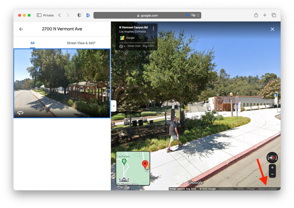 Vista de calle de una ubicación en Google Maps