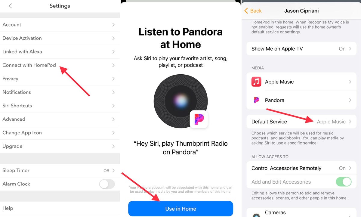 Set Pandora default music app HomePod
