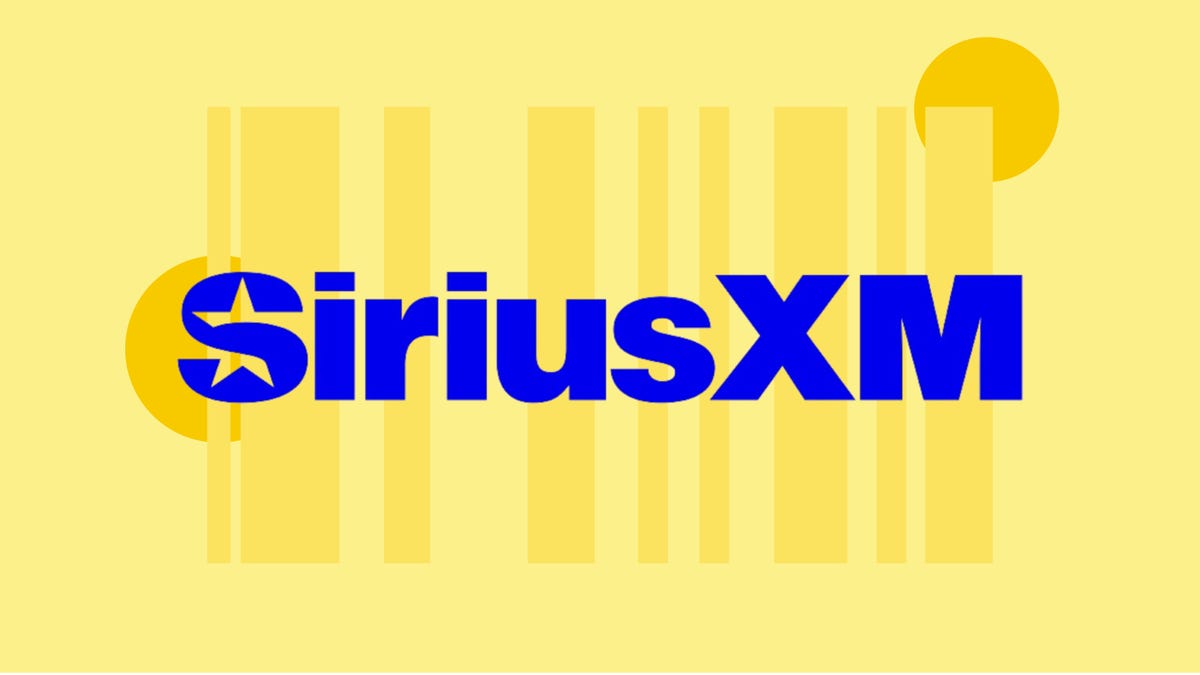 The SiriusXM logo is displayed against a yellow background.
