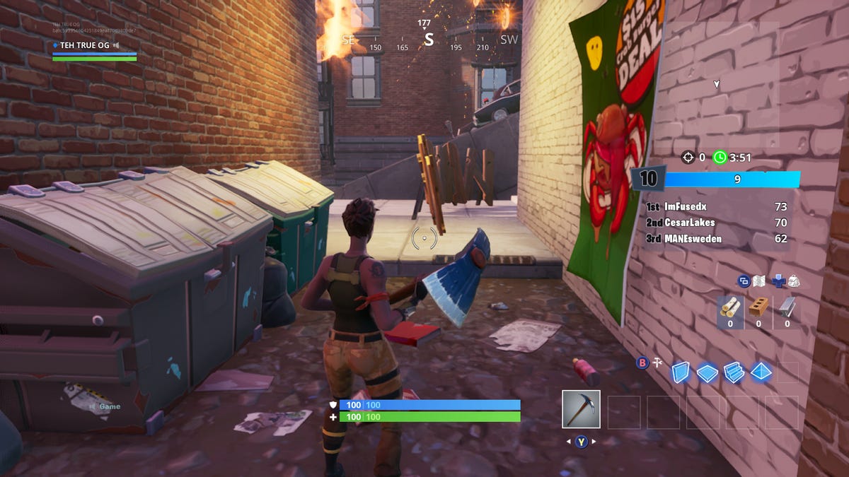 Alley to find Jonesy behind a fence