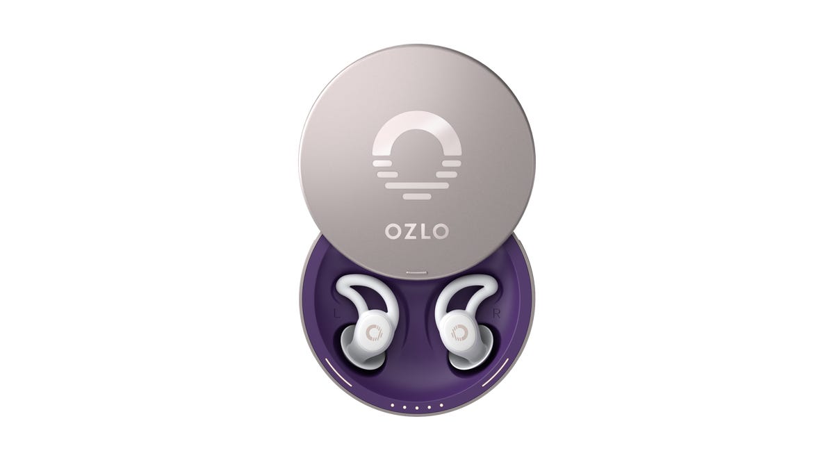 An open case of Ozlo Sleepbuds
