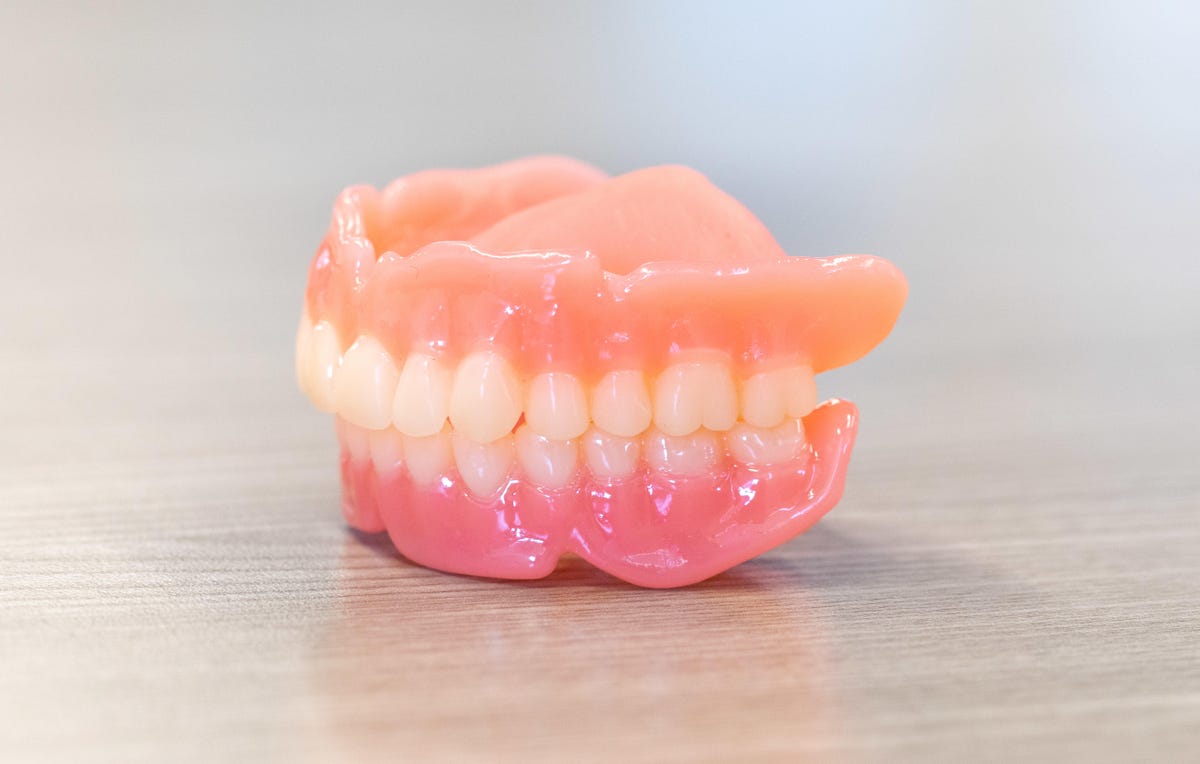 Carbon can 3D print customized dental products. These were made of two materials later glued together.