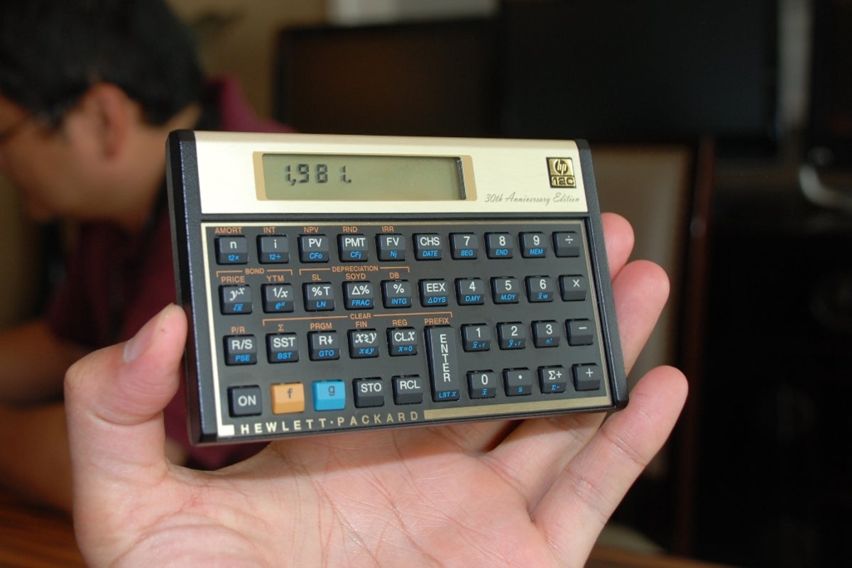 The 30th anniversary edition of the HP 12c calculator.