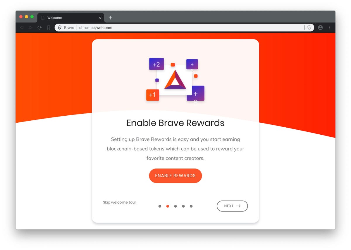 Brave Core inherits Chrome's new look, with curvy tabs and other interface elements.