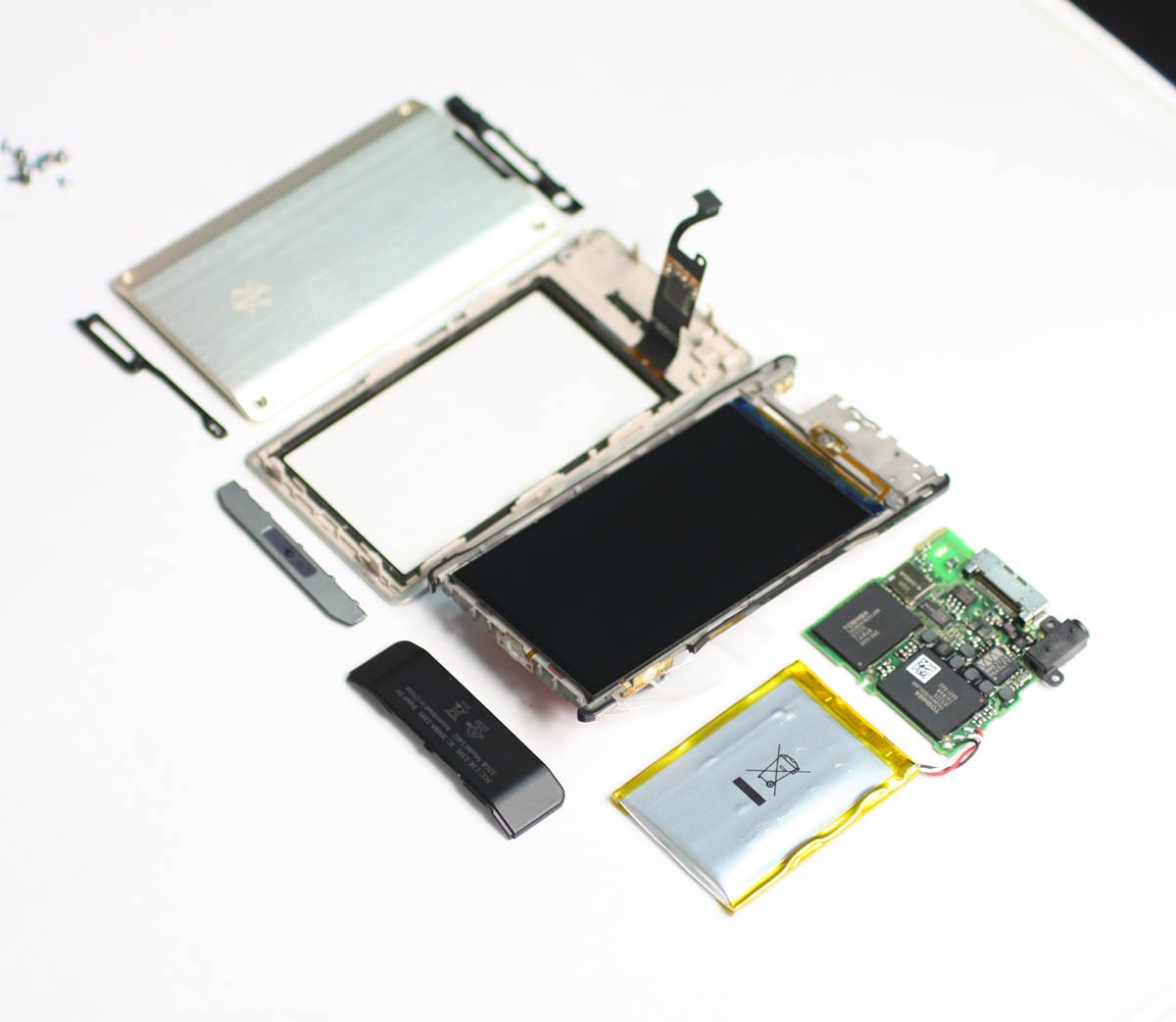 Photo of Zune HD open with parts showing.