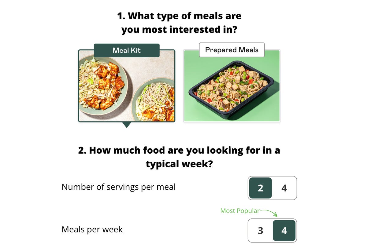 purple carrot meal plan options from website
