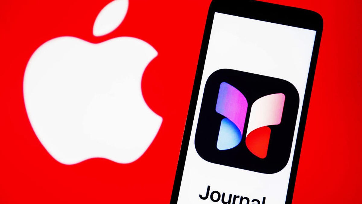 The Apple logo next to a smartphone with the Journal app logo on the screen