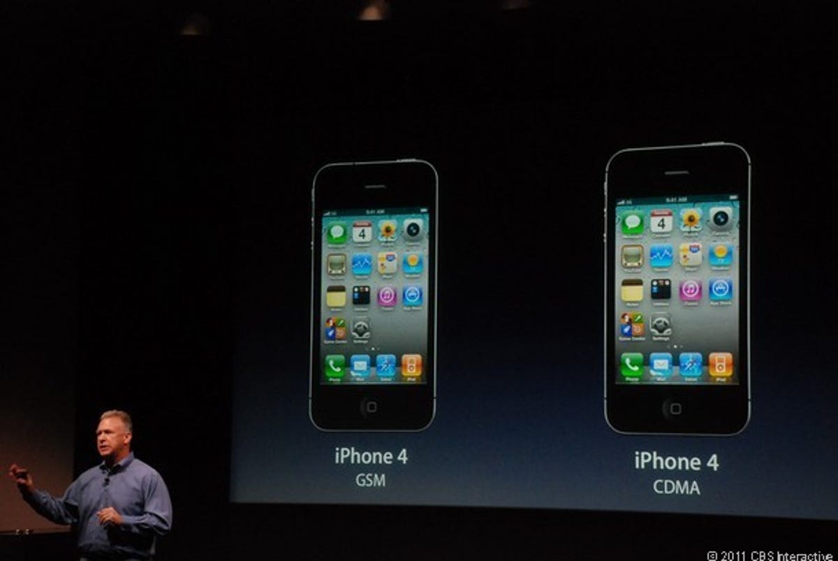Phil Schiller explains that the new iPhone will have both GSM and CDMA capability.
