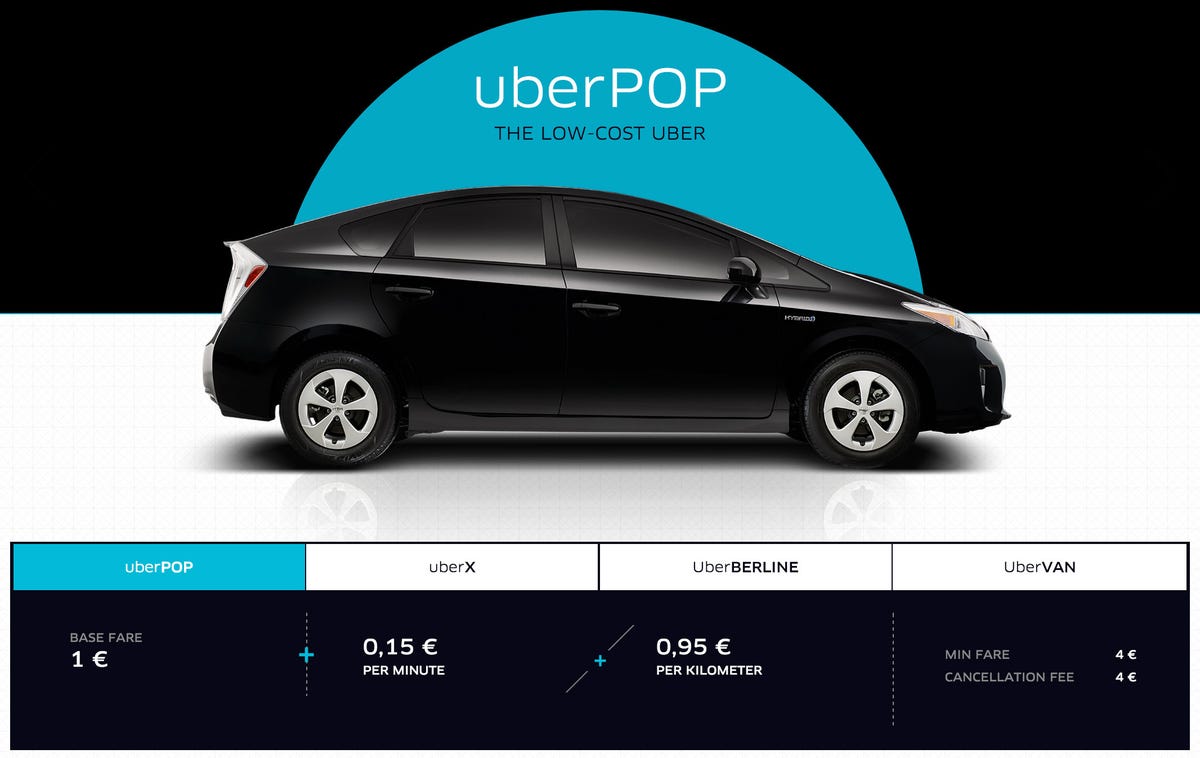 UberPop is the least expensive tier of service from Uber.