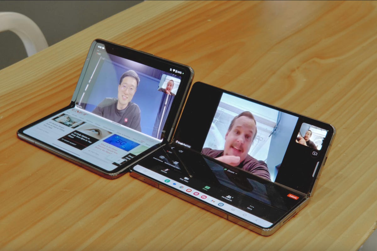 A photo of a video call