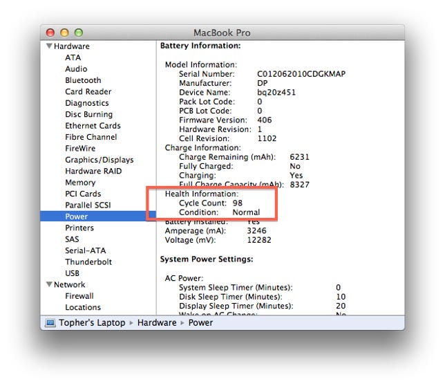 System Information report in OS X