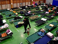 <p>A school gym in Zahony, Hungary, has been turned into an emergency shelter for Urkainian refugees.</p>