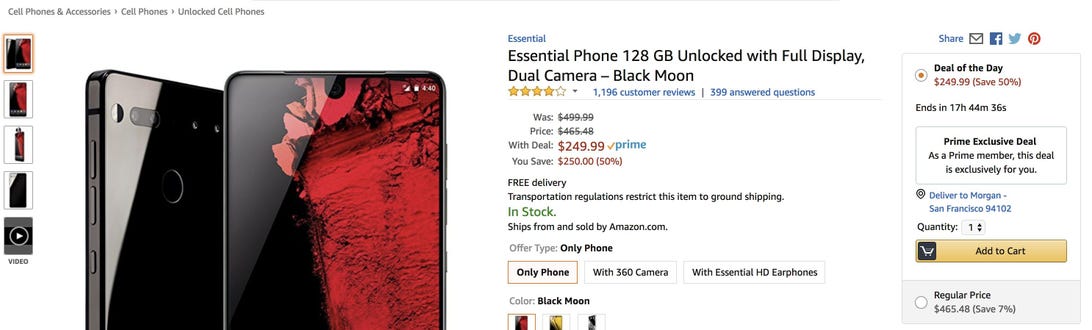Amazon Prime Day steal: Essential Phone for 0