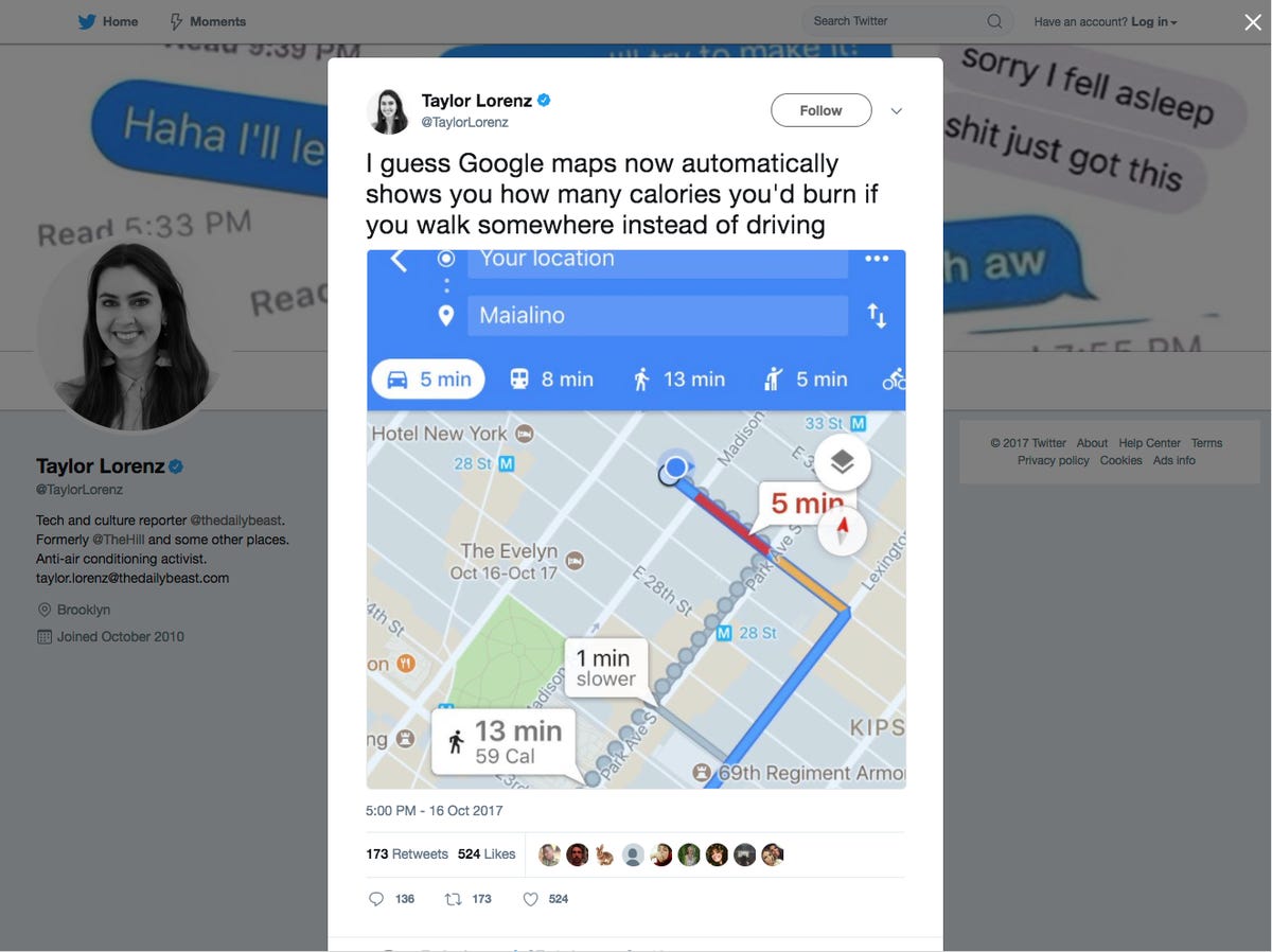 google-maps-calorie-taylor-lorenz-tweet