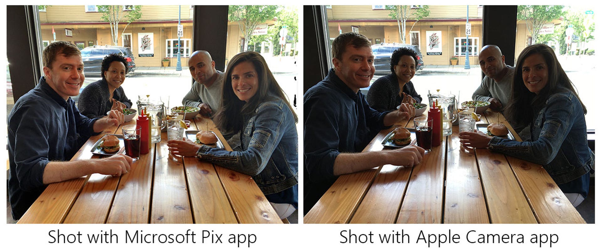 ​Microsoft says its Pix camera app photographs people better than Apple's camera app does.