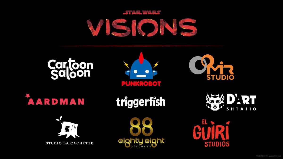Star Wars: Visions Season 2 logo and studios against a black background