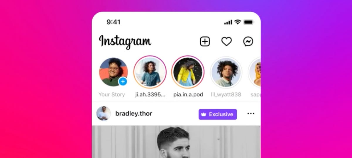 Une publication d'abonné sur Instagram avec un badge violet