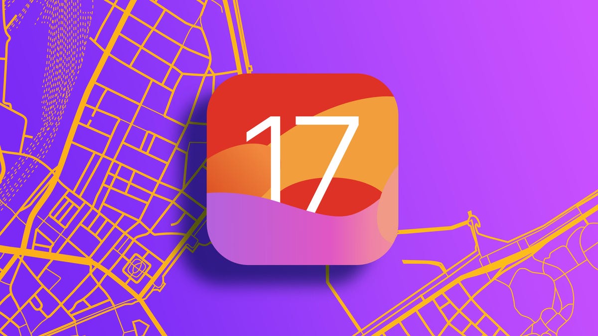iOS 17 app icon over a map texture