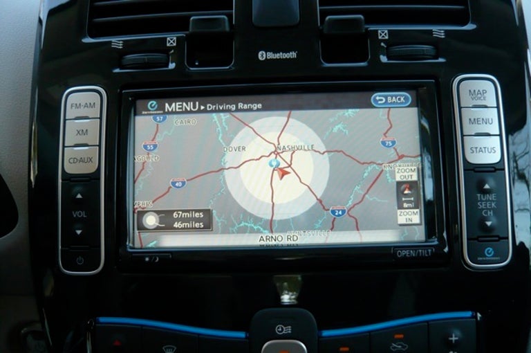 The navigation system includes a screen that maps how far you can go on the current battery charge.