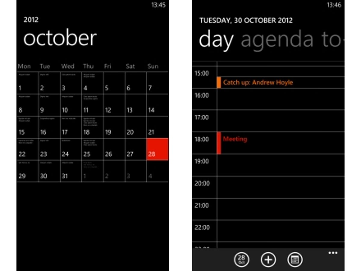HTC 8X Windows Phone 8 calendar