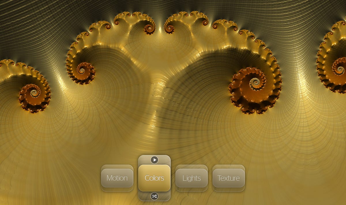 Tapping at the bottom center of the screen reveals touch controls for Frax. Other controls are given by pinching, swiping, and making twisting gestures.