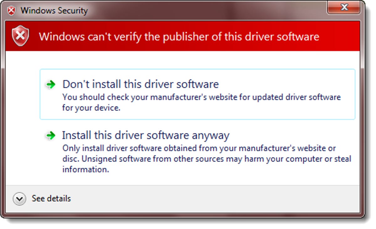 Install device driver anyway