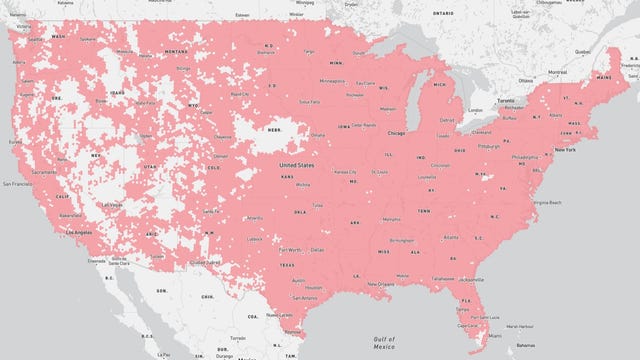 FCC map of T-Mobile coverage area