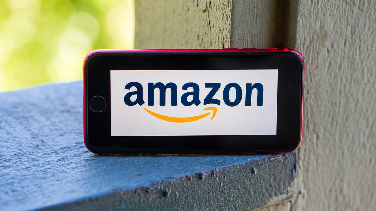Amazon logo on a phone screen.