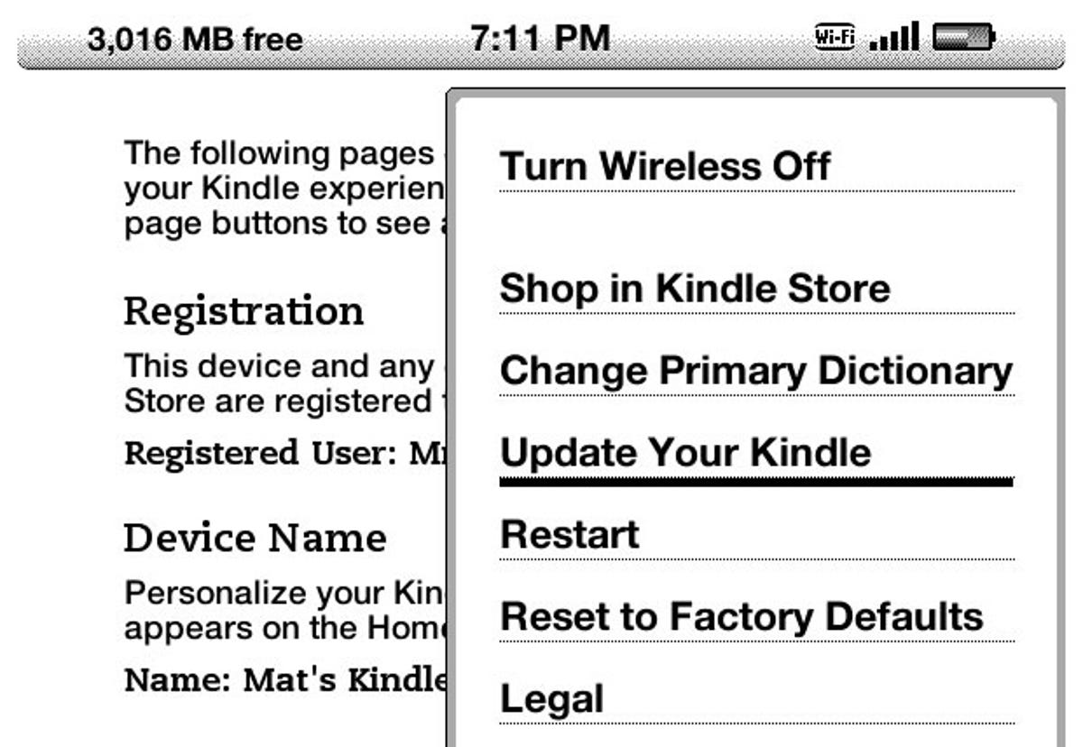 How to change the Amazon Kindle's screensaver: update Kindle button