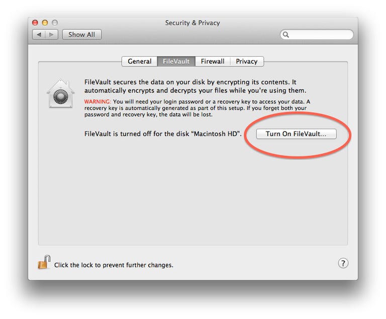 FileVault encryption in OS X