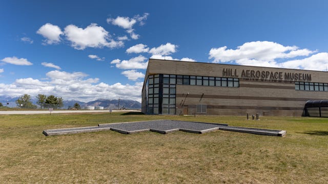 The exterior of the Hill Aerospace Museum.