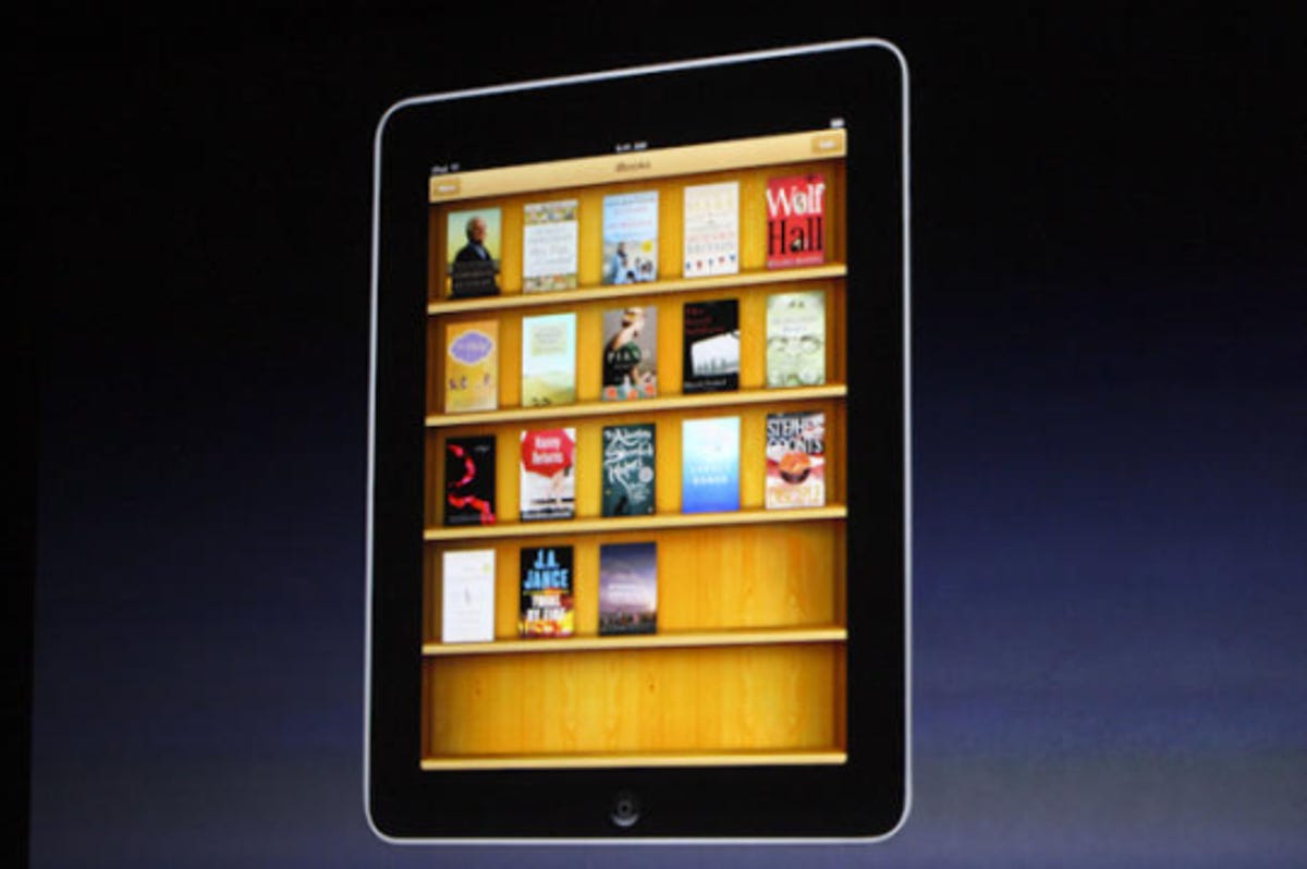 Photo of the iBook app bookshelf.