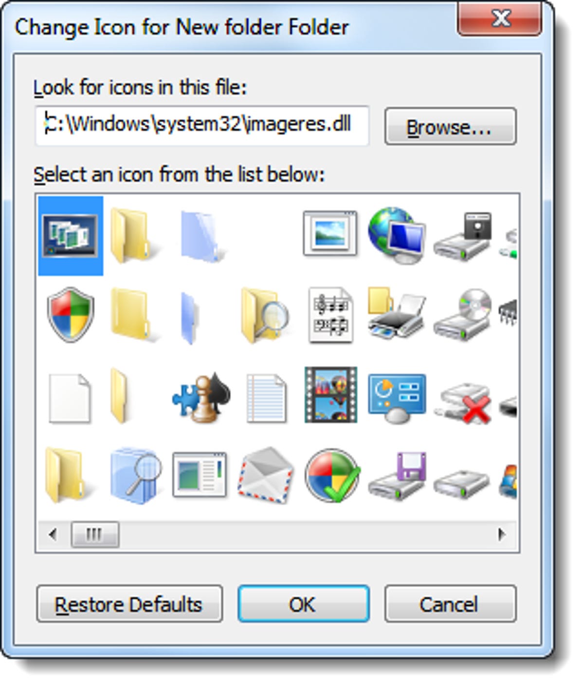 Windows 7 icons