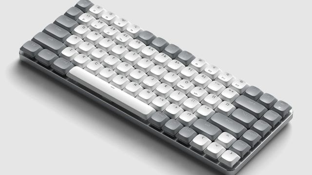 The SM1 Slim Mechanical Backlit Bluetooth Keyboard is displayed against a gray background.