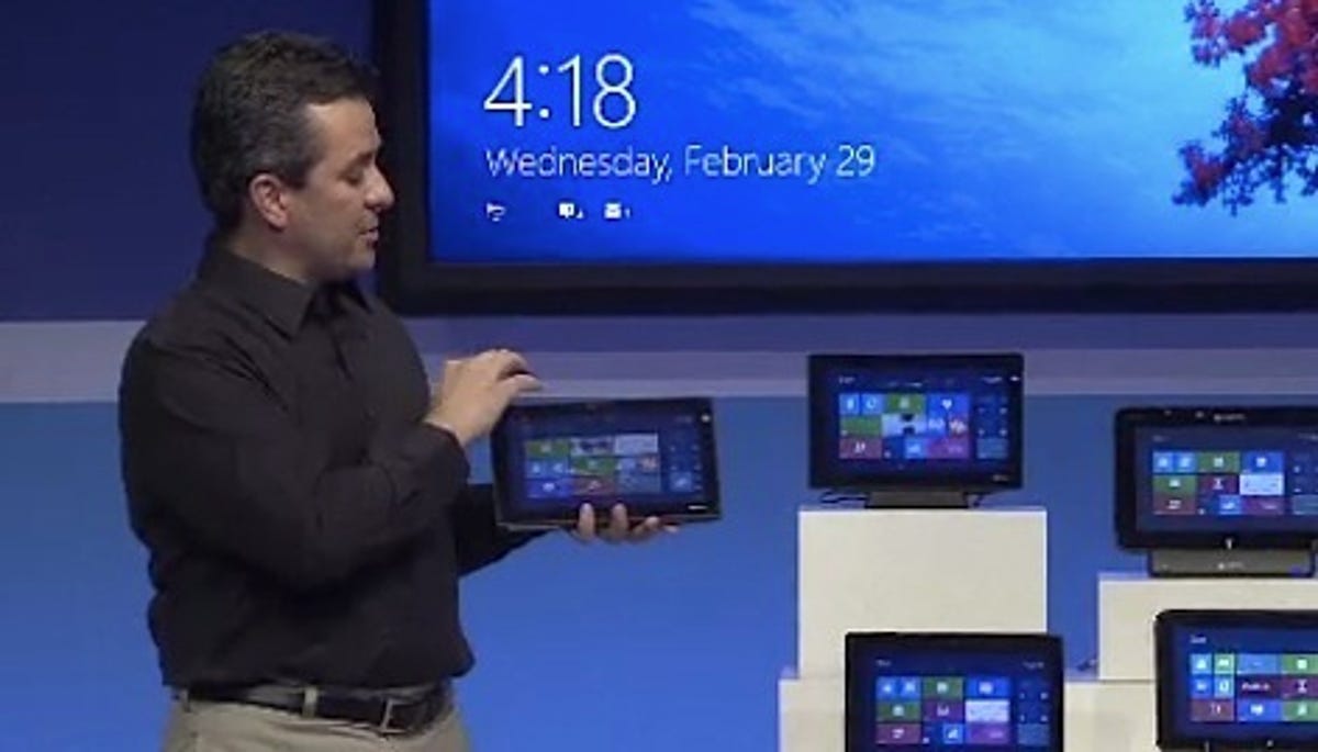 Microsoft's Michael Angiulo demonstrating Windows 8, Windows RT devices.