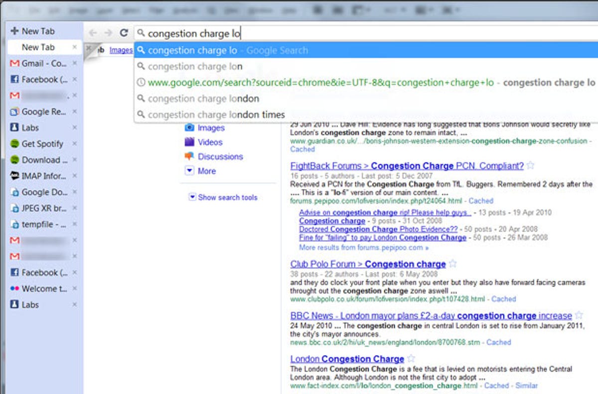 On Windows, Chrome's omnibox gets Google Instant results when enabled through about:labs.