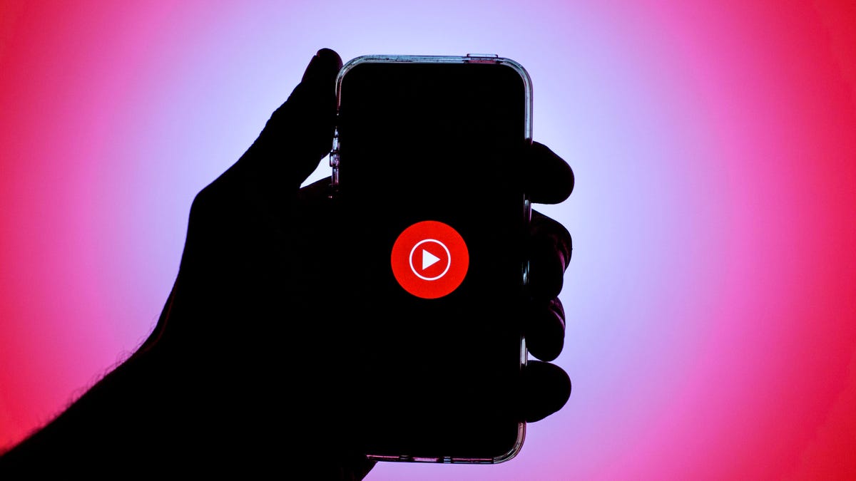 YouTube Music logo on phone